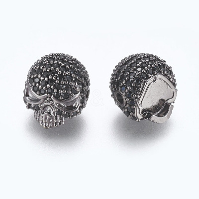 Brass Micro Pave Cubic Zirconia Beads ZIRC-S053-YS040B-3-1