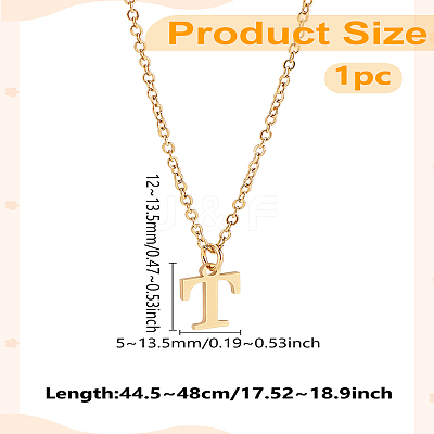 304 Stainless Steel Letter Pendant Necklaces NJEW-LP0001-53T-G-1
