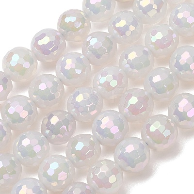 Electroplated Natural Agate Beads Strands G-B191-A07-10mm-01-1