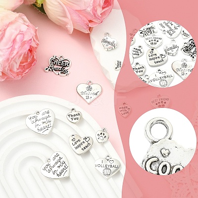 15Pcs 15 Styles Tibetan Style Alloy Pendants FIND-YW0011-88-1