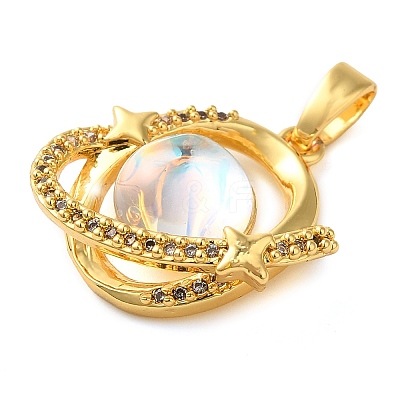 Brass Micro Pave Cubic Pendants KK-M099-03G-1