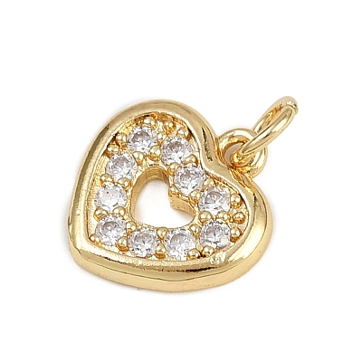 Brass Micro Pave Clear Cubic Zirconia Charms KK-D409-23G-1