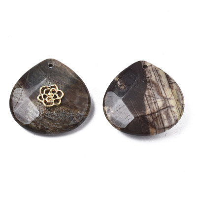 Natural Ocean Jasper Pendant Rhinestone Settings G-N326-133-07-1