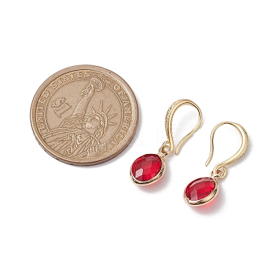 Oval Brass with Glass Pendants Dangle Earring for Women EJEW-JE05938-1