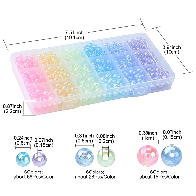18 Style Transparent Rainbow Iridescent Acrylic Beadss Plated MACR-YW0002-09-1