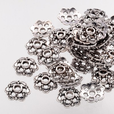 6-Petal Filigree Flower Tibetan Silver Fancy Bead Caps AA0502-NF-1