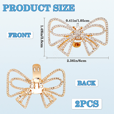 2Pcs Bowknot Alloy Rhinestone Shoe Decorations FIND-CP0002-24B-1