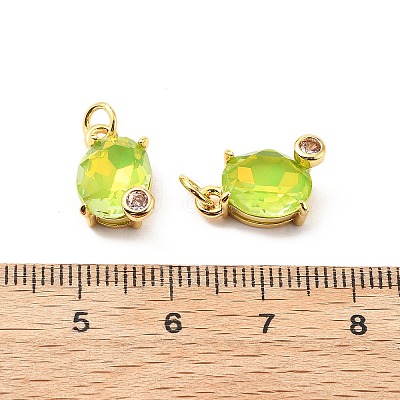 Oval Brass Micro Pave Cubic Zirconia Pendants KK-L237-020G-1