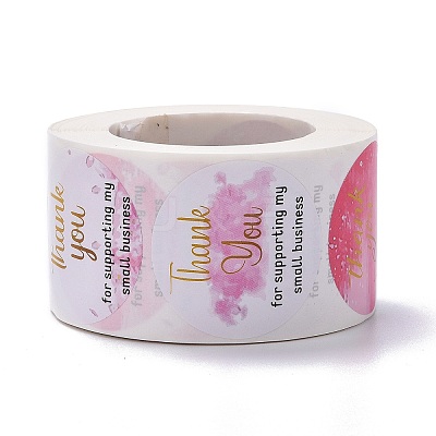 Flat Round Paper Thank You Stickers LS-DIY-C042-06-1