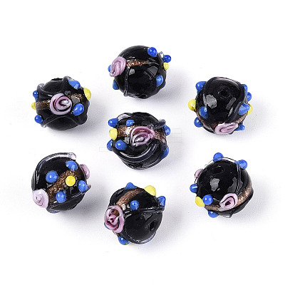 Handmade Gold Sand Lampwork Beads LAMP-N038-02A-1