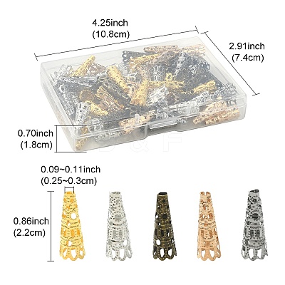 100Pcs 5 Colors Iron Filigree Bead Caps IFIN-YW0003-18-1