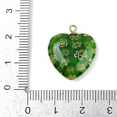 Handmade Millefiori Lampwork Heart Pendants LAMP-L080-01P-04-1