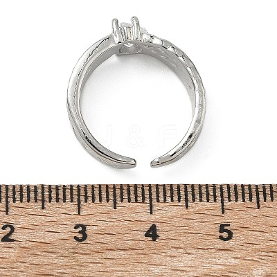 Brass Micro Pave Cubic Zirconia Cuff Open Rings RJEW-C163-09P-1
