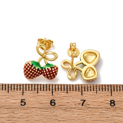 Brass Enamel Stud Earrings EJEW-D322-06G-01-1