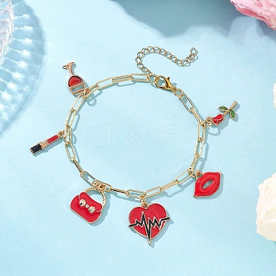 Sexy Alloy Enamel Charm Bracelets BJEW-JB12641-1