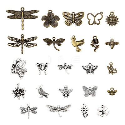 96Pcs 24 Style Tibetan Style Alloy Pendants TIBE-LS0001-03-1