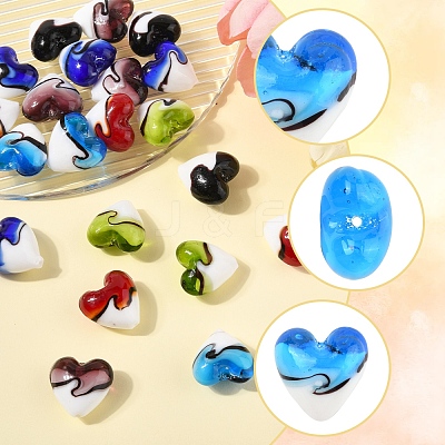 24Pcs 6 Colors Handmade Lampwork Beads LAMP-FS0001-35-1