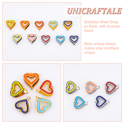 10Pcs 10 Colors 304 Stainless Steel Snap on Bails STAS-UN0039-73-1