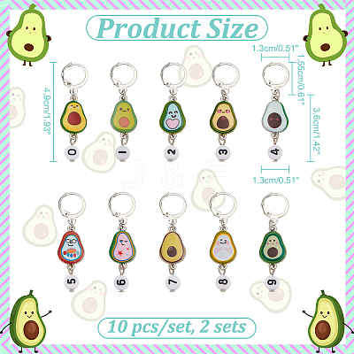 Alloy Enamel & Acrylic Pendant Locking Stitch Markers HJEW-AB00114-1