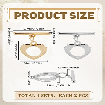 4Pcs 2 Colors Brass Toggle Clasps KK-LP0004-28-1