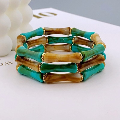 Acrylic Bamboo Joint Beaded Bracelets for Women FS-WG26A21-23-1