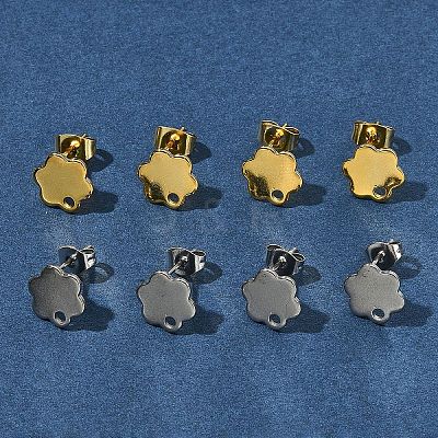 16Pcs 2 Colors 201 Stainless Steel Stud Earring Findings with Hole EJEW-FS0001-20-1