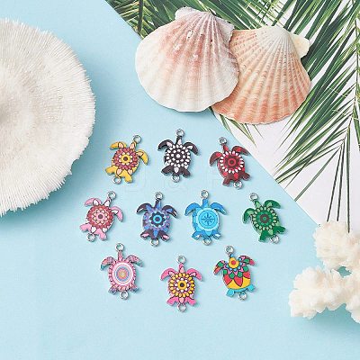 10Pcs 10 Colors Alloy Enamel Connector Charms FIND-YW0003-97-1