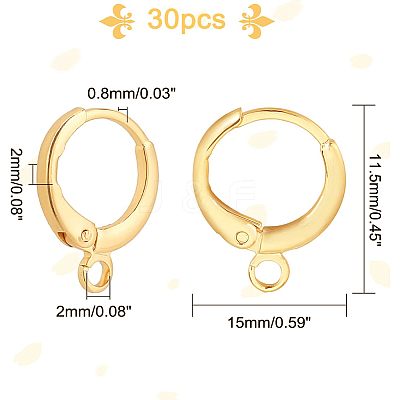 30Pcs Brass Huggie Hoop Earring Findings KK-PH0002-85-1