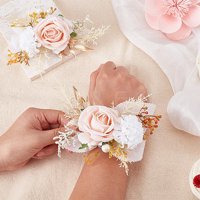 Silk Artificial Flower Boutonniere AJEW-WH0766-59-1