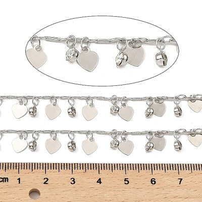 Rack Plating Brass Heart Link Chains CHC-A007-13P-1