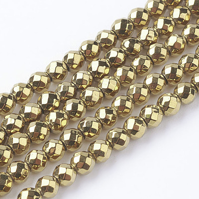 Non-Magnetic Synthetic Hematite Beads Strands G-G092-3mm-1-1