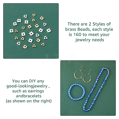 320Pcs 4 Style Brass Beads KK-FH0006-89-1