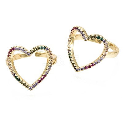 Brass Micro Pave Cubic Zirconia Cuff Rings RJEW-S044-104-NF-1