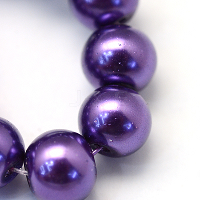 Baking Paint Pearlized Glass Pearl Round Bead Strands HY-Q330-8mm-76-1