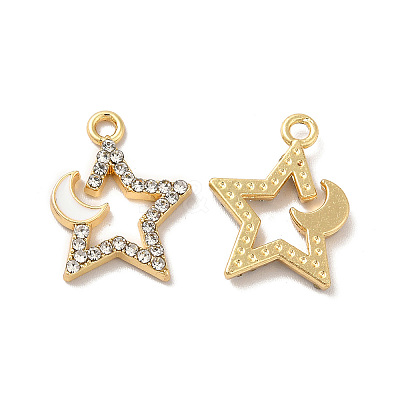Rack Plating Alloy Rhinestone Pendants PALLOY-O106-27G-01-1