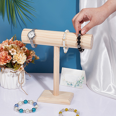 T-Bar Wood Bracelet Organizer Display Stands BDIS-WH0011-03-1