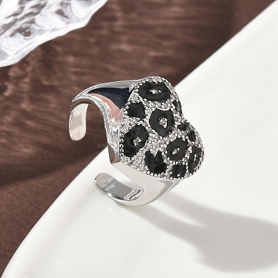 Brass Micro Pave Cubic Zirconia Cuff Rings RJEW-H256-07P-1