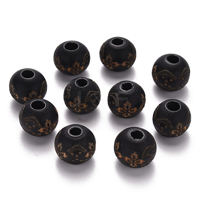 Painted Natural Wood Beads WOOD-N006-03A-10-1