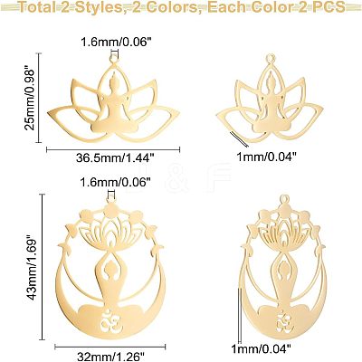 8Pcs 4 Styles 201 Stainless Steel Pendants STAS-UN0033-89-1