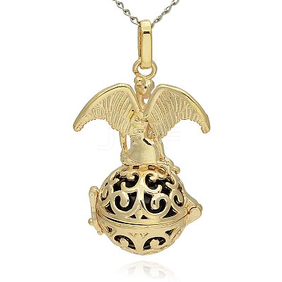 Golden Tone Brass Hollow Round Cage Pendants KK-J242-04G-1