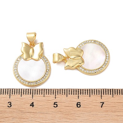Brass Micro Pave Clear Cubic Zirconia Pendants KK-B083-16G-02-1