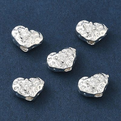 Brass Micro Pave Clear Cubic Zirconia Beads CU-CBAC675-09S-1