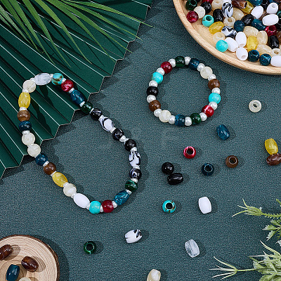 220Pcs Opaque Acrylic European Beads OACR-SP0002-33-1