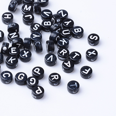 Craft Acrylic Horizontal Hole Letter Beads X-SACR-S201-07-1