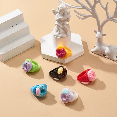 Cute 3D Resin Finger Ring RJEW-JR00538-01-1
