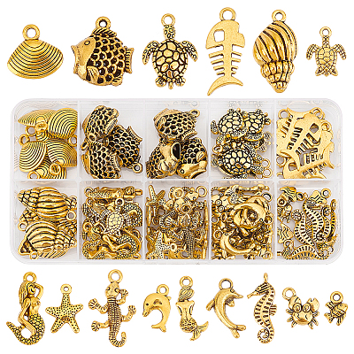 90Pcs 15 Style Tibetan Style Alloy Pendants FIND-PH0017-41-1
