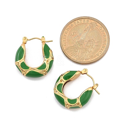 304 Stainless Steel Enamel Hoop Earrings EJEW-Z079-01G-01-1