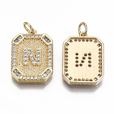 Brass Micro Pave Clear Cubic Zirconia Pendants KK-S356-234N-G-NF-1