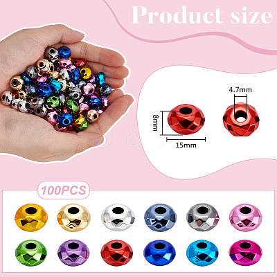 100Pcs UV Plating Acrylic European Beads OACR-UN0001-14-1