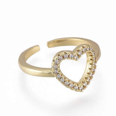 Brass Micro Pave Clear Cubic Zirconia Cuff Rings RJEW-K232-07G-1
